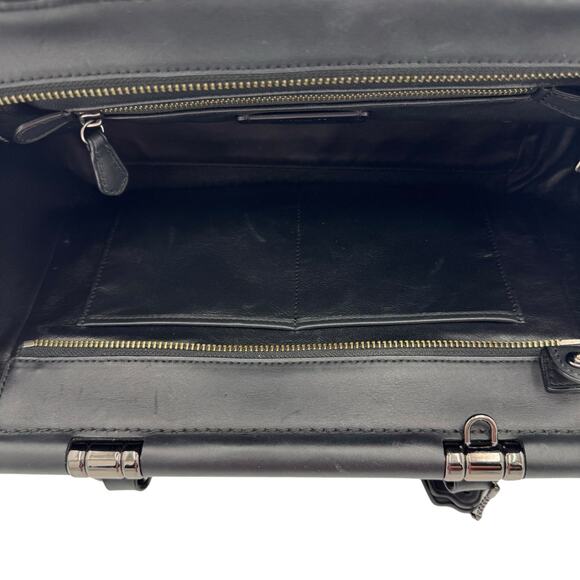 Coach Tea Rose Drifter Turnlock Satchel Floral Appliqué Black Leather 59522 - Picture 12 of 15